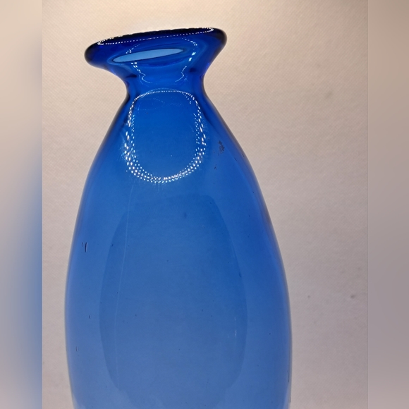 Blue Glass Vase, clear base. Vintage - Picture 5 of 6